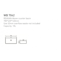 ECT REAGAN Above Counter Basin Use 32mm overflow waste-not included